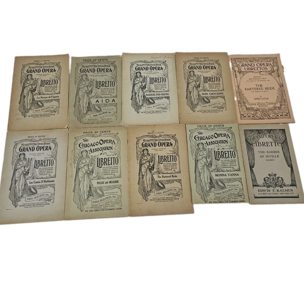 10 VINTAGE 1920's METROPOLITAN OPERA HOUSE GRAND OPERA MIXED LIBRETTOS ANTIQUES
